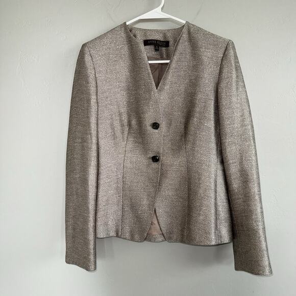 Anne Klein Sheath Dress & Blazer Set - Dress Sz 6 Blazer Sz 4 - Linen Silk Wool - Picture 7 of 16